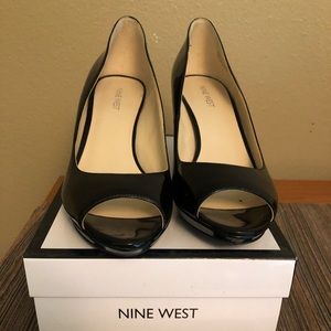 Nine West peep toe patent leather heels